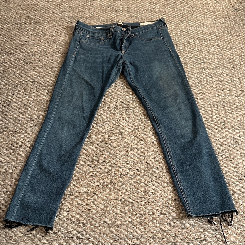 rag & bone Women's Dark Blue Cropped Straight Jeans